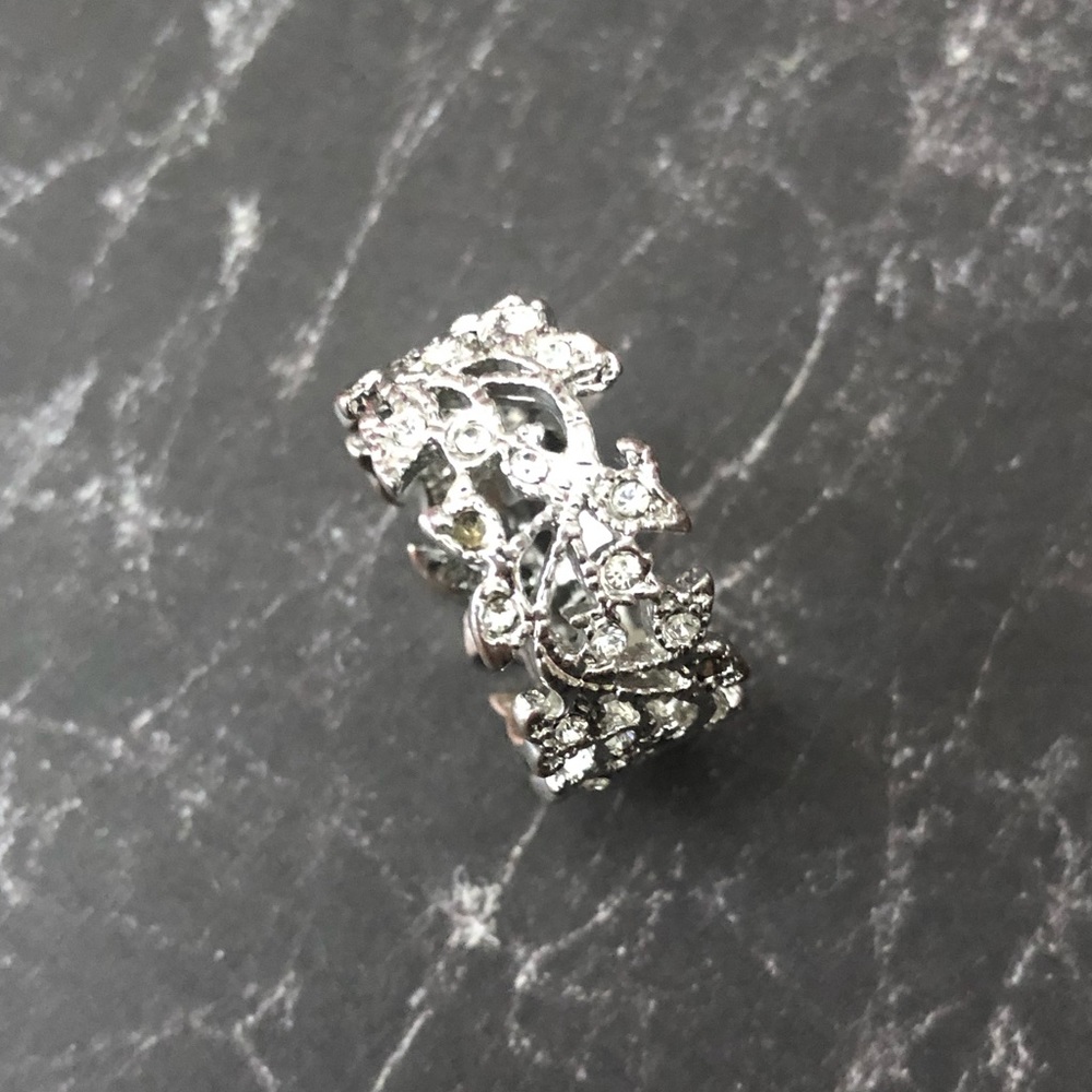 Silver Tone Statement Band Ring